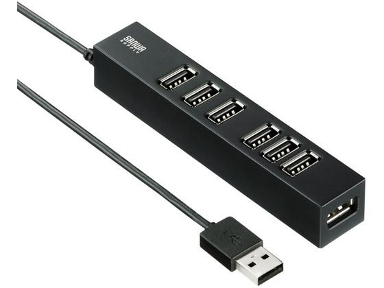 6 Port + - 【レビュー投稿で100円OFFクーポン】【お取り寄せ】サンワサプライ USB2.0ハブ(7ポート) USB-2H701BKN USBハブ ドッキングステーション PC周辺機器 パソコン 家電