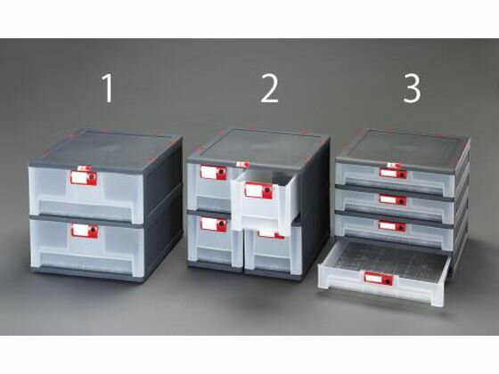 【マラソン限定★ポイント2倍】送料無料【お取り寄せ】エスコ 収納ボックス 引出し式 450×460×420mm 1列4段 整理 保管 作業