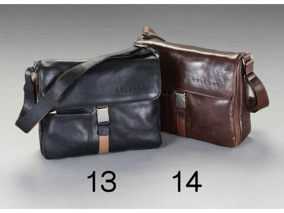 【ブラックフライデー限定★27日9:59迄店内ポイント2倍】【お取り寄せ】エスコ ショルダーバッグ 本革製 ブラウン 370×100×280mm バッグ 日用雑貨