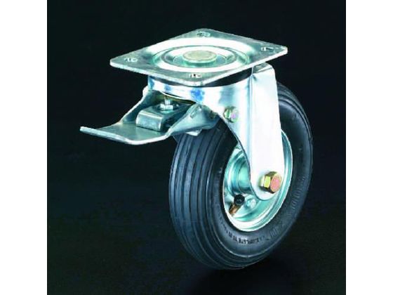 【仕様】●仕様：自在車輪（前ストッパー付き）●材質：金具：スチール、車輪：チューブ入りエアータイヤ●車輪径×幅：200×50mm●全高：235mm●耐熱温度：−25〜50℃●耐荷重：75kg●車輪は丈夫で抵抗力のあるローラーベアリング仕様●自在取付け金具の自在旋回部内はボールベアリング仕様になっています●エアー入りの柔らかいタイヤで高いクッション性があります●地面からの衝撃を吸収するので、凸凹した場所も安全に走行可能●プレート取付け型●タイヤに刻印されているMAX．LOADはタイヤ自体の耐荷重のことで、キャスターの耐荷重はプレート金具が付く分、タイヤより高くなります。【備考】※メーカーの都合により、パッケージ・仕様等は予告なく変更になる場合がございます。【検索用キーワード】エスコ　ESCO　えすこ　200mmキャスター(自在・空気入・前輪ブレーキ)　キャスター自在金具空気入・前輪ブレーキ200mm　荷造・包装用品、運搬具、キャスター　運搬車用キャスター(Blickle)　梱包&作業　作業用品　台車　はしご　運搬車用キャスター　EA986HH-1　EA986HH1　4518340794610　RPUP_02　R3638L高いクッション性があり、凸凹した場所の走行に適しています