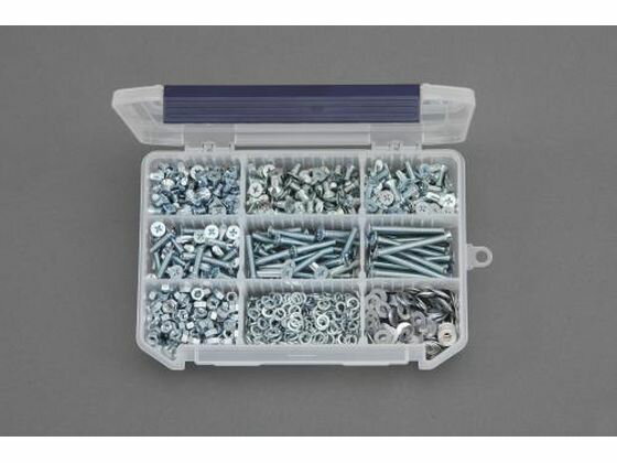 【お取り寄せ】エスコ 皿頭小ねじ・ナット・ワッシャーセット ユニクロメッキ M5 EA949AF-37 ネジ 筐体 機構部材 金物 開発 施策支援 研究用