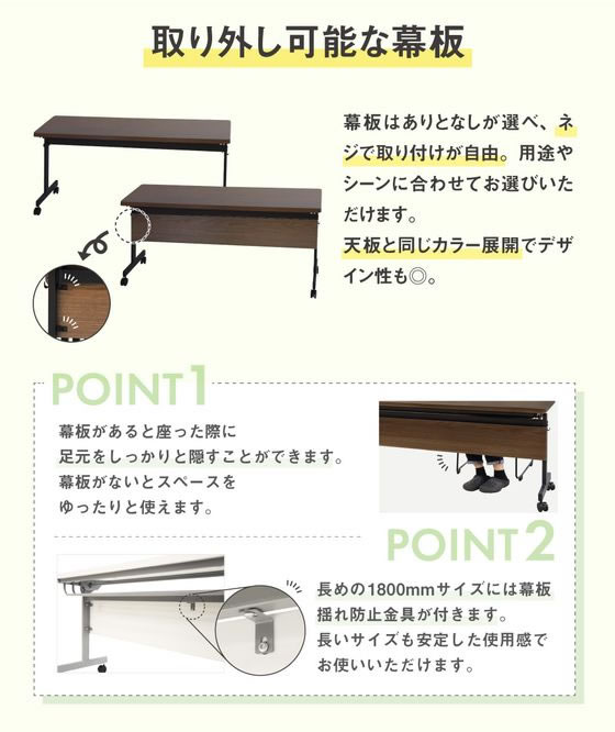 【レビュー投稿で100円OFFクーポン】【メーカー直送】Netforce フォールディングテーブル用幕板 幅1500mm用 ウォールナット【代引不可】【お客様組立】フラップテーブル 折りたたみテーブル 長机 会議用テーブル オフィス家具