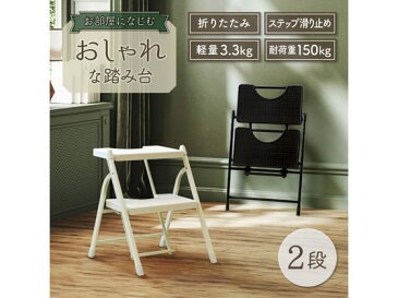 【メーカー直送】Netforce/折りたたみ 踏み台2段 ホワイト/NF-FD-2-WH【代引不可】