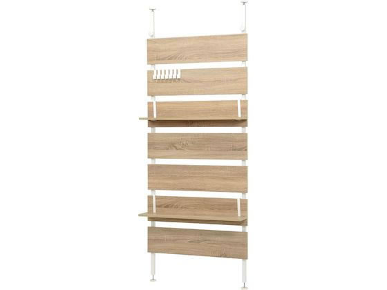 【レビュー投稿で100円OFFクーポン】【メーカー直送】萩原 突っ張りウォールラック 幅80cm ナチュラル KTR-3148NW【代引不可】【お客様組立】ディスプレイラック リビング収納 収納家具 インテリア 収納