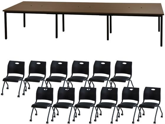 【マラソン限定★ポイント2倍】【メーカー直送】Netforce フリーアドレスデスクRAPネスティングチェアセット 12人 WN／BK【代引不可】【お客様組立】幅 フリーアドレスデスク オフィスデスク 事務机 オフィス家具