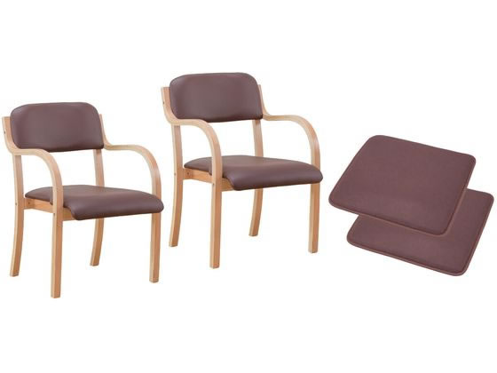 ＼10/4~10/17 9:59まで★店内全品ポイント2倍以上／ 【メーカー直送】ファミリー・ライフ サポートチェア2脚 ダークブラウン+クッションブラウン 0413550【代引不可】 ダイニングチェア ソファー イス リビング 家具