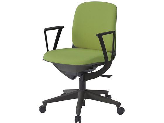 【メーカー直送】イトーキ トルテU ローバック肘付 PV張地 ナイロン 黒×グラスグリーン【代引不可】 肘付き 固定肘タイプ 布張りチェア オフィスチェア