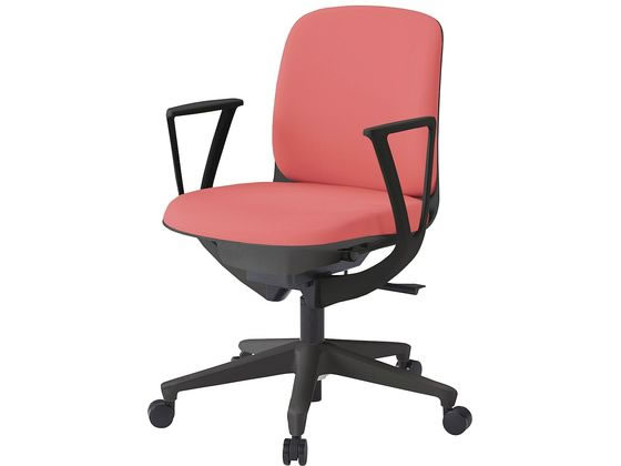 乐天商城 - 【レビュー投稿で100円OFFクーポン】【メーカー直送】イトーキ トルテU ローバック肘付 レザー ナイロン 黒×コーラルピンク【代引不可】肘付き 固定肘タイプ レザーチェア オフィスチェア オフィス家具