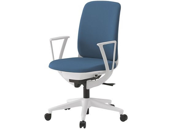 【メーカー直送】イトーキ トルテU ハイバック肘付 PV張地 ウレタン 白×ライトインディゴ【代引不可】 肘付き　固定肘タイプ 布張りチェア オフィスチェア オフィス家具