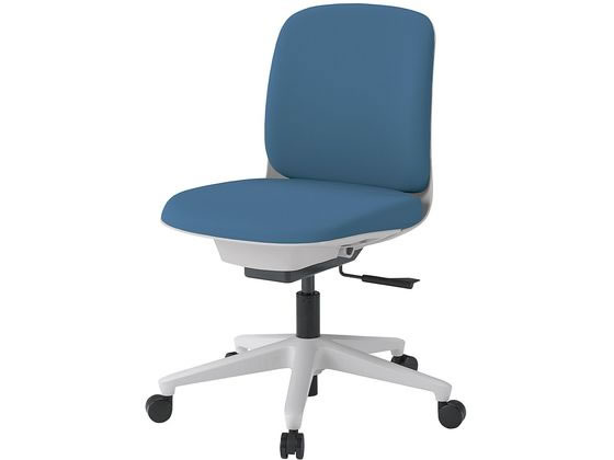 無附扶手 - 【マラソン限定★ポイント2倍】【メーカー直送】イトーキ トルテU ローバック肘なし PV張地 ウレタン 白×ライトインディゴ【代引不可】肘なし 布張りチェア オフィスチェア オフィス家具