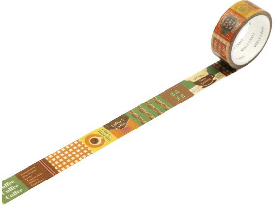 【レビュー投稿で100円OFFクーポン】ワールドクラフト キラキラマスキングテープ Coffee break 15mm×5m デコレーション用マスキングテープ ...