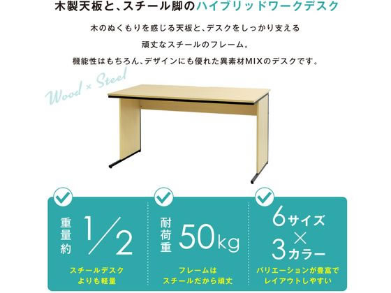 【マラソン限定★ポイント2倍&2,000円クーポン】【メーカー直送】Netforce 木製ワークデスク 幅1200×奥行600mm ナチュラル【代引不可】【お客様組立】 平机 スチールデスク ワゴン オフィスデスク 事務机 オフィス家具 [3]