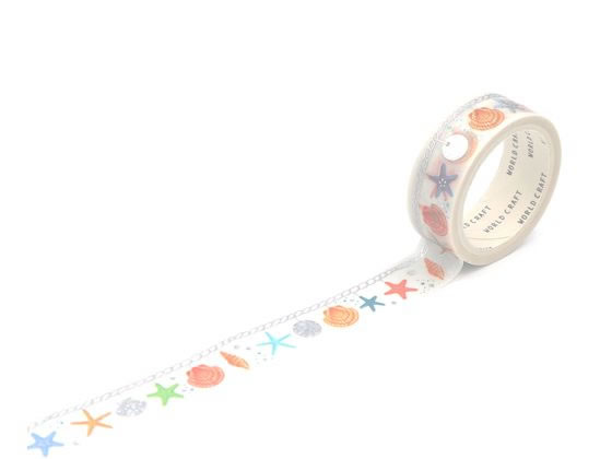 【レビュー投稿で100円OFFクーポン】ワールドクラフト キラキラマスキングテープ Shell KRMT15-063 デコレーション用マスキングテープ 15mm...