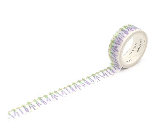【レビュー投稿で100円OFFクーポン】ワールドクラフト キラキラマスキングテープ Lavender KRMT15-067 デコレーション用マスキングテープ 1...