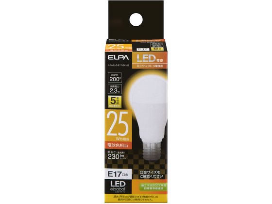 【お取り寄せ】朝日電器 ミニクリプトン形 25W相当 電球色 LDA2LGE17-G4102 クリプ