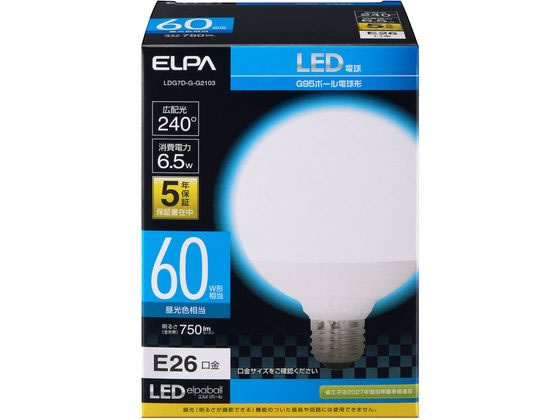 Ball - 【レビュー投稿で100円OFFクーポン】【お取り寄せ】朝日電器 G95ボール形 60W相当 E26昼光色 LDG7D-G-G2103 LED電球一般 E26 LED電球 直管 ライト 照明器具 家電