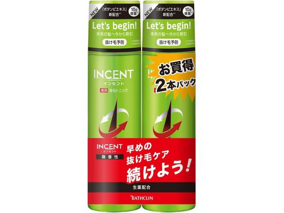 バスクリン インセント 薬用育毛トニック 微香性 ペアパック 190g×2本 ヘアケア