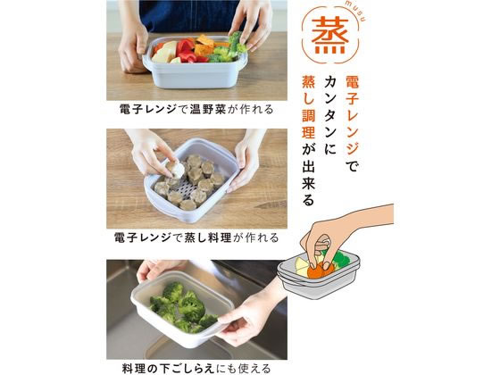 【お取り寄せ】シービージャパン 抗菌 レンジでカンタン蒸し調理器 スクエア 調味料バット 容器 ボウル ザル バット 厨房 キッチン cocodecow-10720092 ココデカウ サンプル画像3