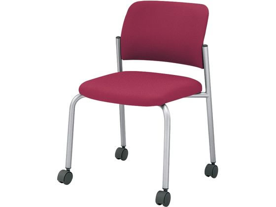 【メーカー直送】コクヨ 会議用イス100 布 肘無 ハードキャスター シルバー脚 マルーン【代引不可】【組立・設置・送料無料】