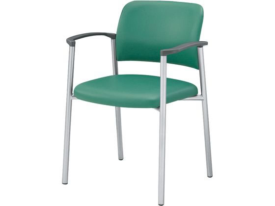 【マラソン限定★ポイント2倍】【メーカー直送】コクヨ 会議用イス100 PUレザー 肘付 固定脚 シルバー脚 ミント【代引不可】【組立・設置・送料無料】4本脚 スタッキングチェア ミーティングチェア オフィス家具