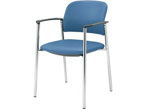 【楽天大感謝祭限定★26日9:59迄ポイント2倍】【メーカー直送】コクヨ 会議用イス100 PUレザー 肘付 固定脚 メッキ脚 マリン【代引不可】【組立・設置・送料無料】4本脚 スタッキングチェア ミーティングチェア オフィス家具