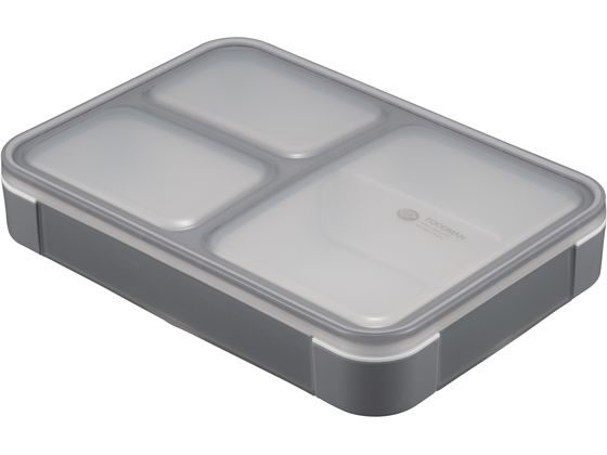 【商品説明】●一体型のパッキンと4点ロックで汁漏れを防止します！各スペースの汁移りも防ぐので、おかずなどの味移りも防止します。●汚れが溜まりやすい「角」がない丸型コーナーなので、洗い物も簡単です。また、食器洗浄器対応なので、日常使いにも最適です。●薄型なので、お弁当というよりランチプレートのように食事を楽しめます。【仕様】●商品サイズ：約幅21×奥行14．5×高3．6cm●商品重量：約277g●容量：約600ml●主材質：［本体・蓋］ポリプロピレン、［パッキン］SEBS●食器洗浄機OK※煮沸消毒はしないで下さい●電子レンジOK※フタを外して使用してください※600mlのみ、可動式の中仕切り付き●※この商品は抗菌仕様です。【備考】※メーカーの都合により、パッケージ・仕様等は予告なく変更になる場合がございます。【検索用キーワード】シービージャパン　CBJAPAN　しーびーじゃぱん　ウスガタベントウバココウキンフードマン600　グレ‐　抗菌フードマン　フードマン　薄型弁当箱　立てて運べる　お弁当　遠足　ランチ　キッチン雑貨　お弁当用品　R575GA立てて運べる薄型弁当箱フードマン！汁漏れしにくい