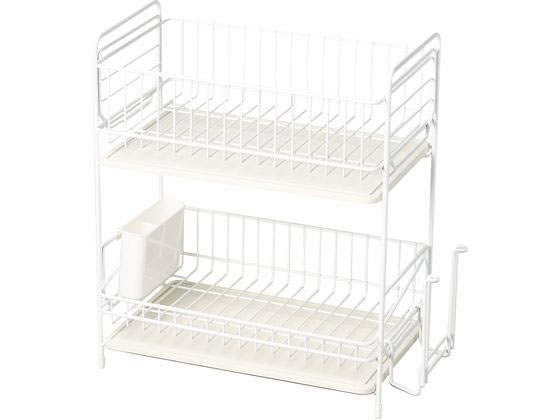 【レビュー投稿で100円OFFクーポン】【お取り寄せ】パール金属 珪藻土トレー水切りラック2段スリム ホワイト HB-4988 水切りバスケット カゴ 清掃 衛生 水廻り 厨房 キッチン