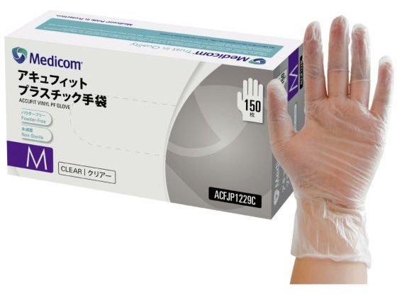 【ブラックフライデー限定★27日9:59迄店内ポイント2倍】【お取り寄せ】ARメディコム アキュフィット プラスチック手袋 150枚入 M ACFJP1229C ビニール プラスチック 使い捨て手袋 作業用手袋