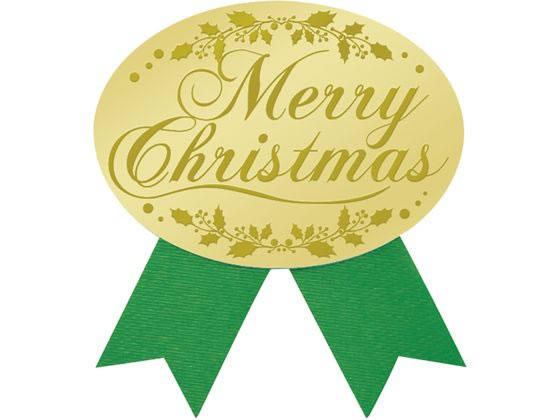 【レビュー投稿で100円OFFクーポン】【お取り寄せ】ササガワ ギフトシール Merry Christmas 緑 100片 22-4055 シール シール台 包...