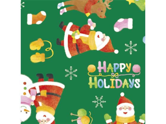 【レビュー投稿で100円OFFクーポン】送料無料 【お取り寄せ】ササガワ 包装紙 ウールサンタ緑 全判 50枚 49-4050 包装紙 包装 ラッピング