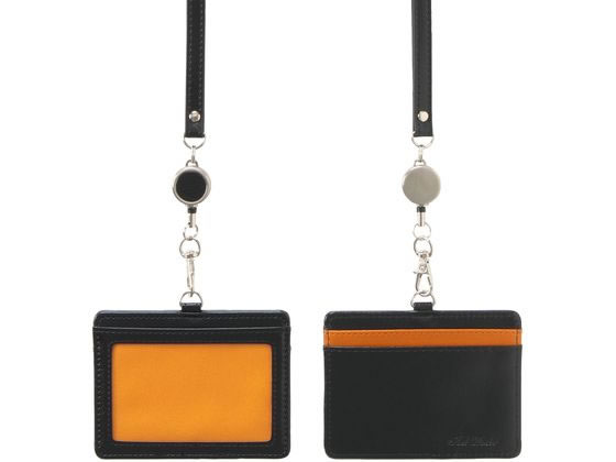 【お取り寄せ】セキセイ ベルポスト リール付きIDカードホルダー ブラックオレンジ BP5703 吊り下げ式ソフトタイプ 名札 キーホルダー