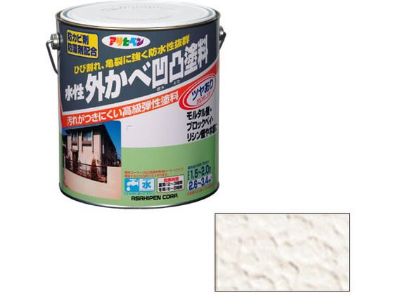 【レビュー投稿で100円OFFクーポン】【お取り寄せ】アサヒペン 水性外かべ凹凸塗料ツヤあり 3L アイボリー 塗料 塗装 養生 内装 土木 建築資材