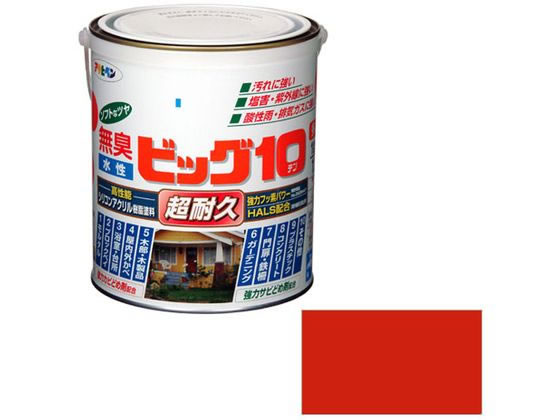 【レビュー投稿で100円OFFクーポン】【お取り寄せ】アサヒペン 水性ビッグ10多用途 1.6L 201 赤 塗料 塗装 養生 内装 土木 建築資材