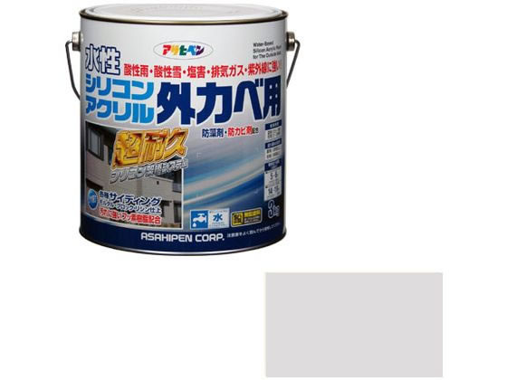 【レビュー投稿で100円OFFクーポン】【お取り寄せ】アサヒペン 水性シリコンアクリル外かべ用 3KG ソフトグレー 塗料 塗装 養生 内装 土木 建築資材
