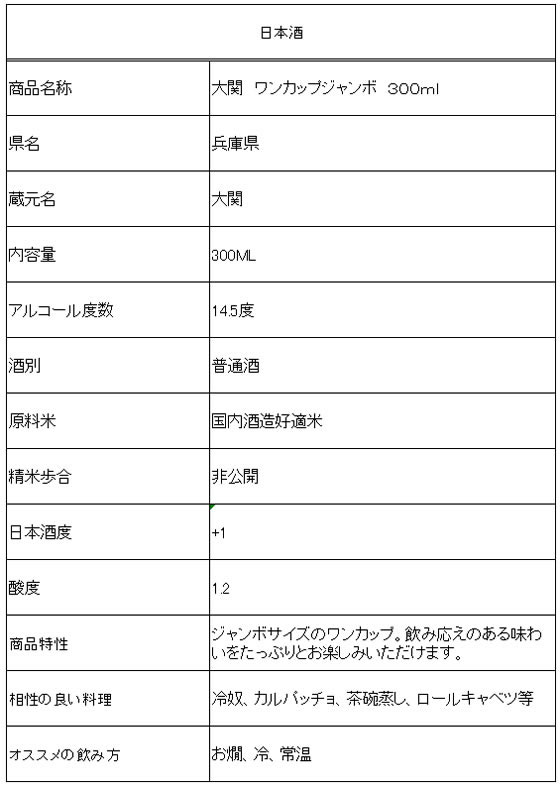 【お取り寄せ】兵庫 大関 大関 ワンカップジャ...の紹介画像2