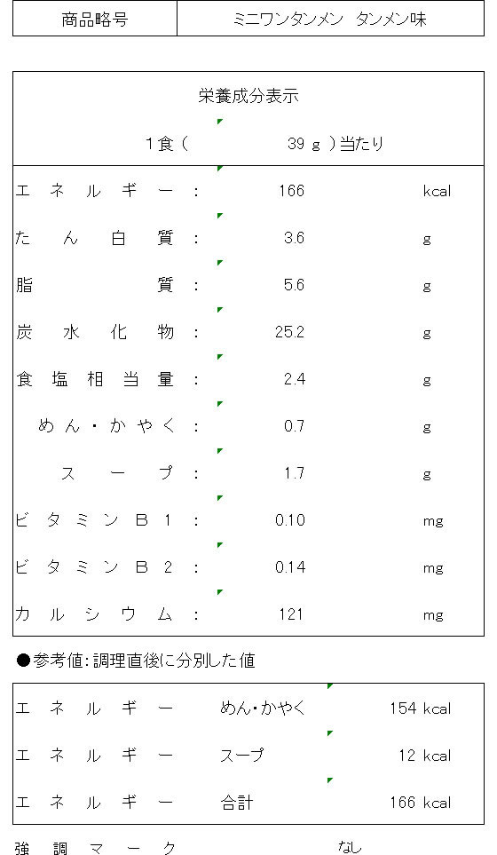 エースコック/ミニワンタンメン タンメン味