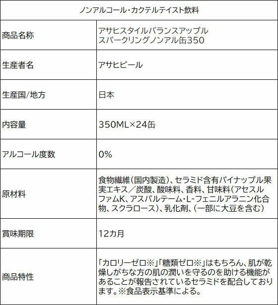 アサヒ スタイルバランス アップルスパークリング ノンアルコール 350mL 24缶