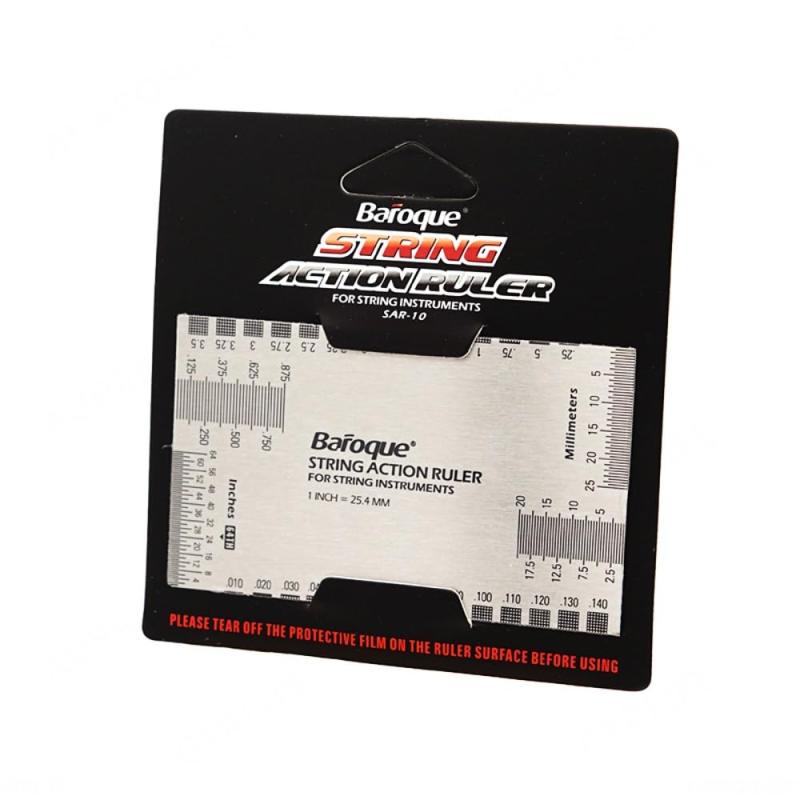 Baroque ストリングアクションルーラー 弦 フレット サドル ナット 高さ調整用弦高、フレット、ナット、サドルその他ギター各部の高さ計測用ルーラーです。材質：　ステンレススチール　【 両面ともに保護シールで覆っています。ご使用前にはがしてください。】サイズ：　約52mm×90mm×1mm ・重さ:：　約30g 目盛り：　mm表示、inch表示【お願い】　商品の台紙に折れ、スレが有りますがご了承ください。　　日本語説明書は付属いたしません。ギター、その他楽器の各部計測用のルーラー（定規）としてご利用ください。
