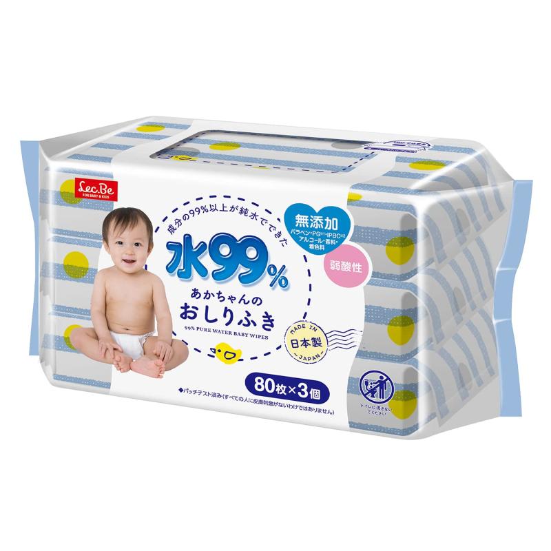 純水ベビーケア レック 純水 99% おしりふき 80枚×3個 (240枚) 弱酸性 日本製