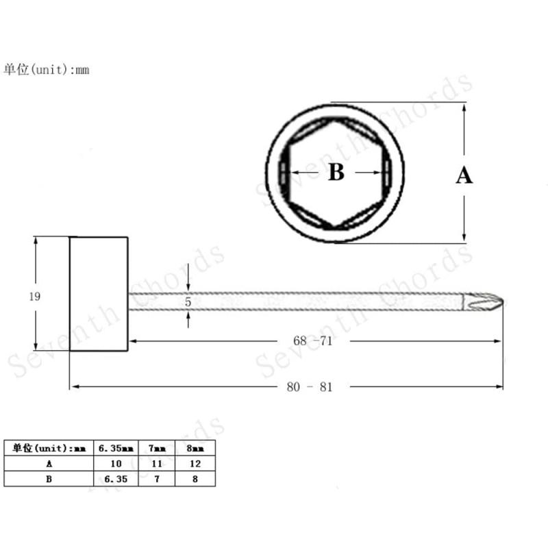 ギター用 パイプレンチ トラスロッド ネック 調整 ボックスレンチ 6.35mm 7mm 8mm 3点セット ギター修理 六角レンチ ギターパーツ シルバー/ブラック(シルバー 6.35mm+7mm+8mm)