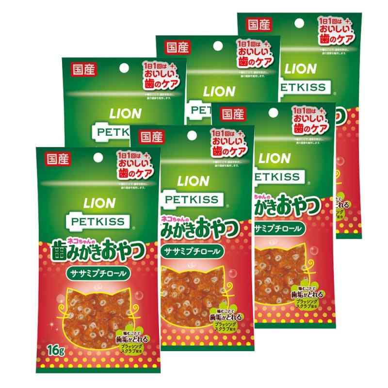 ライオン (LION) ペットキッス (PETKISS) 猫用おやつ ネコちゃんの歯みがきおやつササミ プチロール 16..