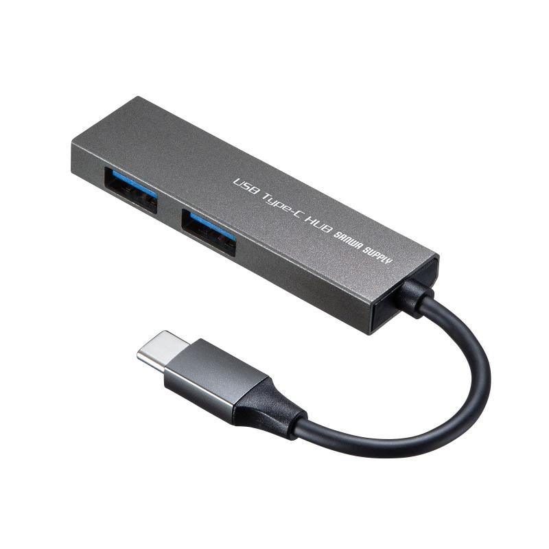 サンワサプライ USB Type-C 2ポートスリムハブ USB-3TCH24SN シルバー