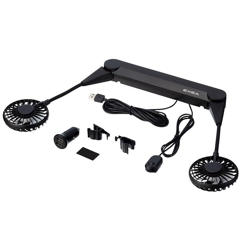 ヘッドレストファン 扇風機 ツインファン 車用 熱中症対策 暑さ対策 EXEA 星光産業 EE-111