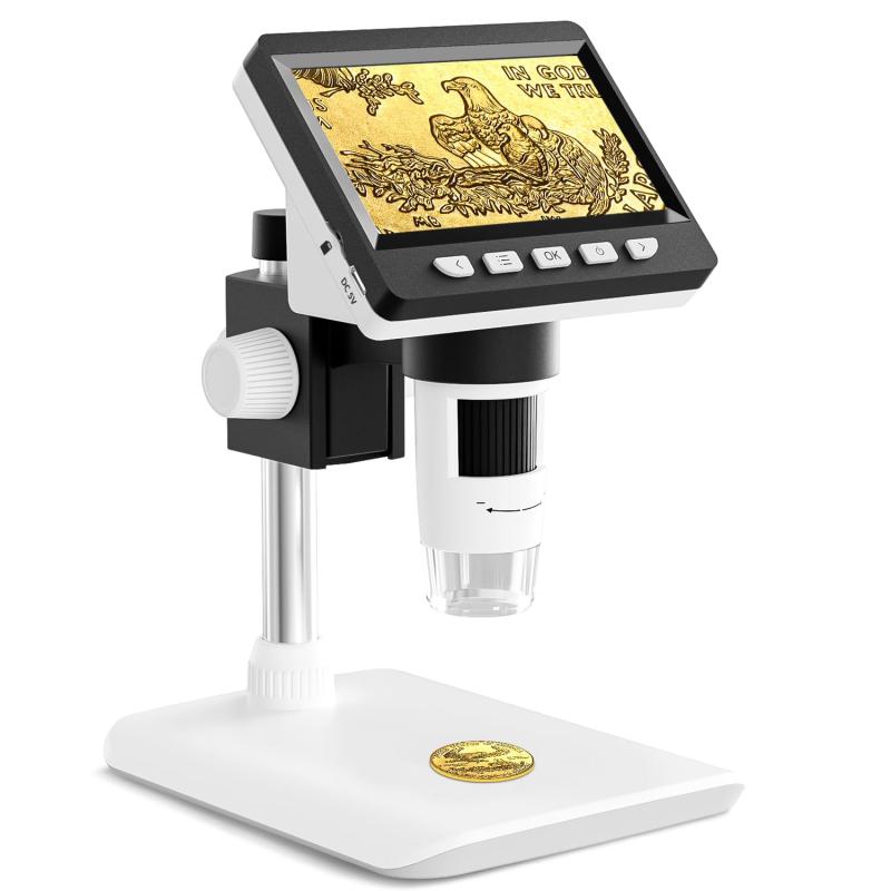 CIMELR デジタル 顕微鏡 4.3" コイン顕微鏡 50-1000倍 充電式USB 電子 拡大鏡 内視鏡 マイクロスコープ 8 LED PC接続可能 可能 Windows対応 USB顕微鏡 肌チェック/回路基板修理/生物観察/細かい部品