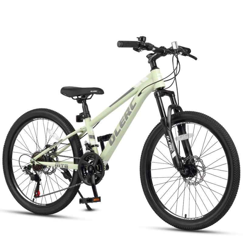 【Glerc】Sky Line子ども用マウンテンバイク 子供自転車MTB オンロードオフロード 男の子女の子小学生中学生 街乗り通学 21段変速 フロントサスペンション ディスクブレーキ 20インチ 緑グリー