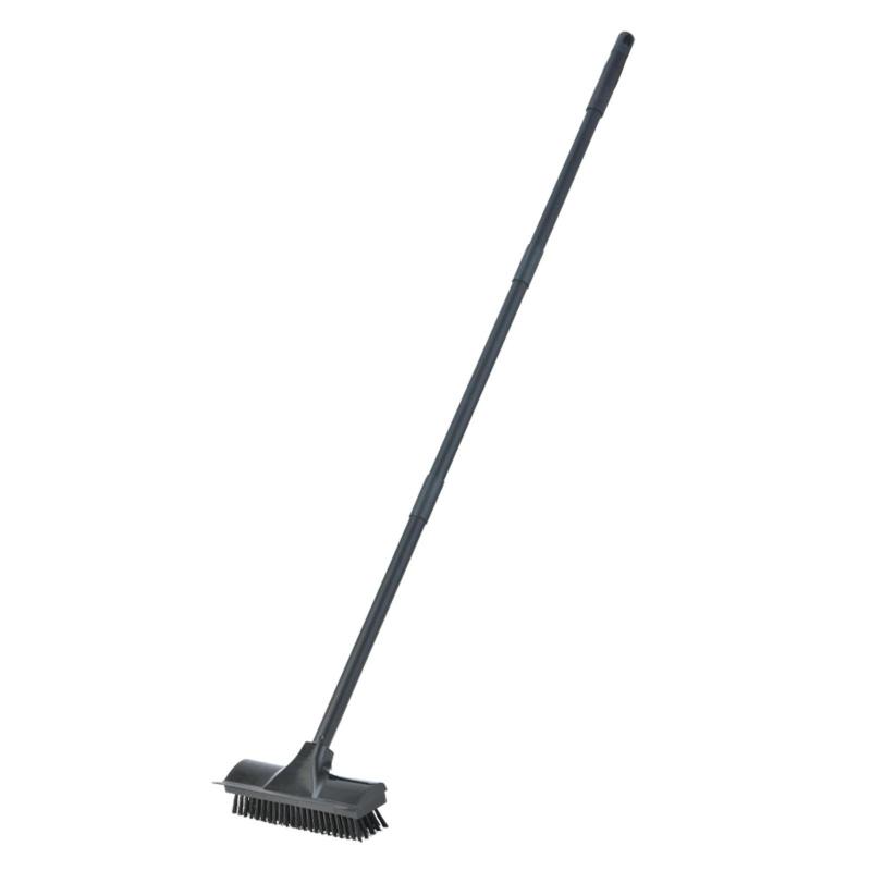 2 in 1 デッキブラシ ベランダ掃除用ブラシ ウォータースクレーパー 水切りワイパー 掃除用 3段長さ調..