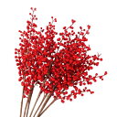 DIFEIUKI レッドベリー 造花 10本セット クリスマスベリー 人工造花 ヒイラギ 赤い実 クリスマスツリー装飾 冬 ウェディング ホームデコレーション お正月 赤い実 ベリー枝 新年お祝い 部屋 玄