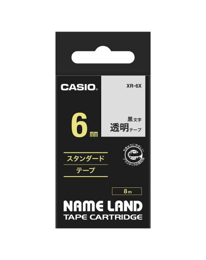 純正 カシオ ラベルライター ネームランド テープ 6mm XR-6X 透明に黒文字 純正 カシオ ラベルライター ネームランド テープ 6mm XR-6X 透明に黒文字