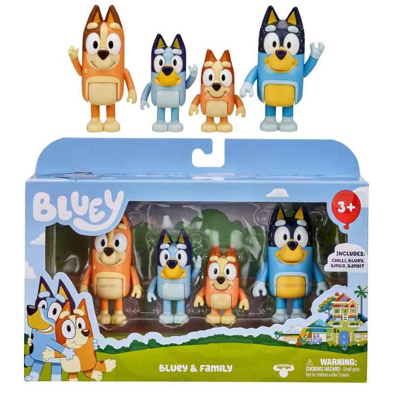 Bluey (ブルーイ) 2.5～3インチ ポーズつけ可能 フィギュア 4体パック ブルーイ ビンゴ入り