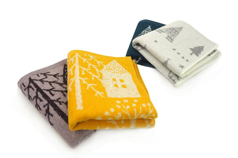 Kosugizen フェイスタオル 北欧調ジャガード 2柄2色×1枚入 34×80cm 北欧風モチーフ 乾きやすい薄手タイプ 4枚セット SV-2313-4